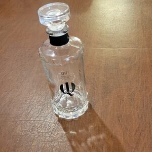 Empty QUI Platinum Extra Anejo Tequila  750 ML Decanter Bottle W/ Glass Stopper